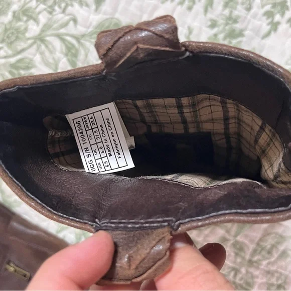 UGG Brown Leather/Suede Western Cowboy Riding Boots Size 6.5 Women High Top - Picture 12 of 13